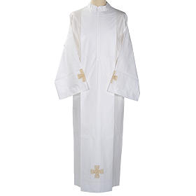 Roman Alb with gold cross cotton in ivory