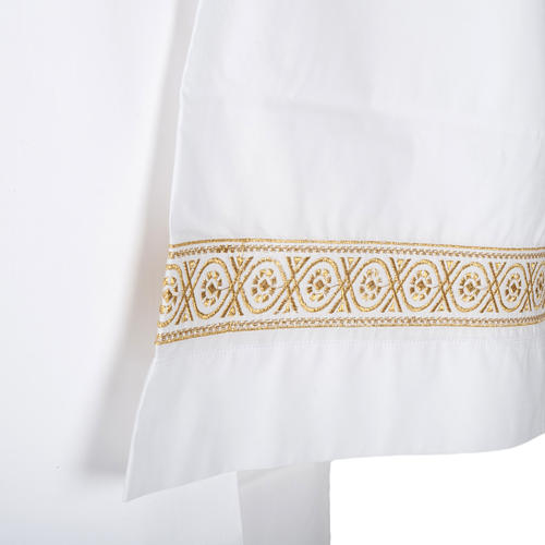 Aube liturgique coton blanc broderies dorées 2