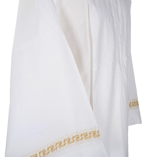 Monastic Alb with embroidered gold motif, white cotton 4