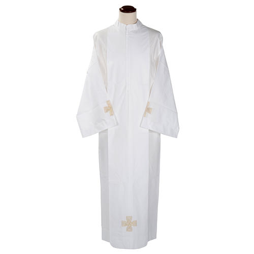 Deacon Alb with gold cross wool 1