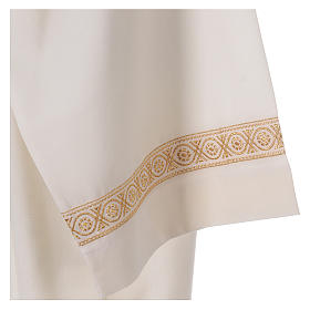 Aube liturgique laine blanche broderies dorées