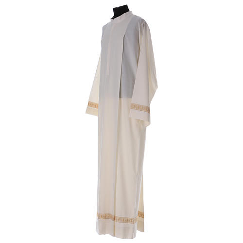 Aube liturgique laine blanche broderies dorées 3