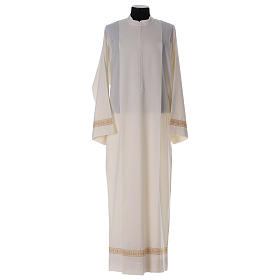 Deacon Alb with embroidered decoration twisted, white wool