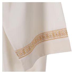 Deacon Alb with embroidered decoration twisted, white wool