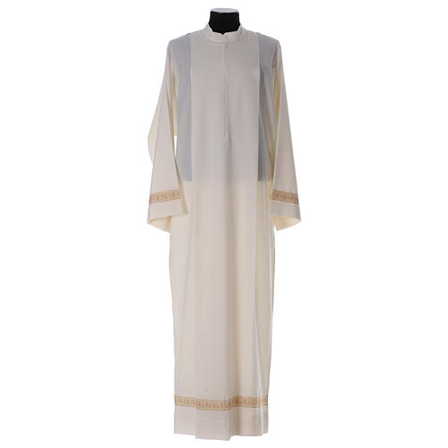 Deacon Alb with embroidered decoration twisted, white wool 1