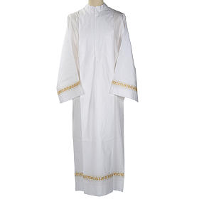 Alb with embroidered gold motif, white wool