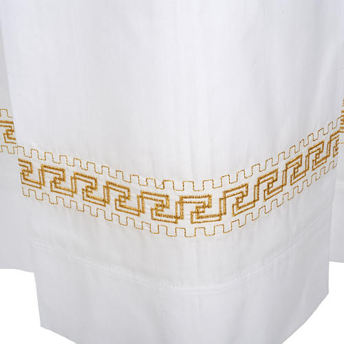 Alb with embroidered gold motif, white wool 3