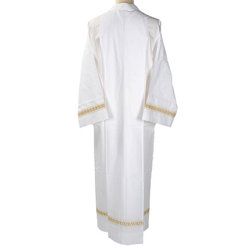 Aube liturgique laine blanche broderies géométriques 5