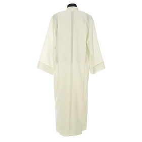 Catholic Alb in ivory with front zipper in 100% polyester