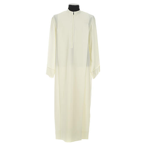 Catholic Alb in ivory with front zipper in 100% polyester 1