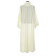 Liturgical alb with false hood in ivory polyester s2