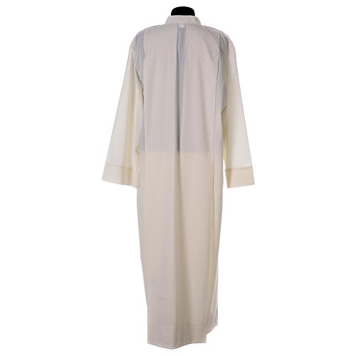 Priest Alb with 2 pleats in polyester and wool, ivory color 4