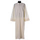 Priest Alb with 2 pleats in polyester and wool, ivory color s1