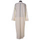 Priest Alb with 2 pleats in polyester and wool, ivory color s4