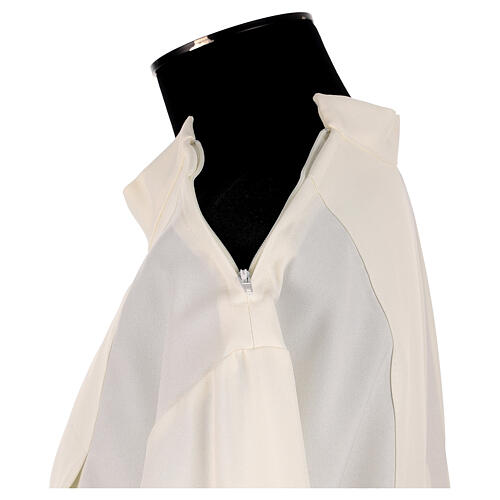 Deacon Alb with crosses and floral embroidery in polyester, ivory color 7