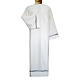 Catholic Alb, wool polyester hand embroidered gigliuccio hemstitch in ivory s1
