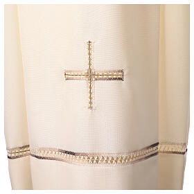 Ivory alb wool polyester hand embroidery cross gigliuccio stitch