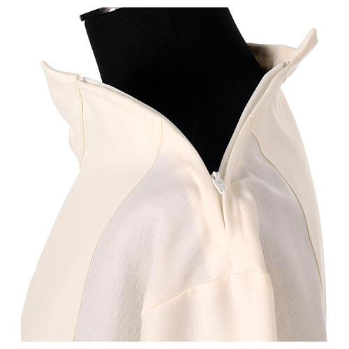Clergy Alb in wool polyester hand embroidery cross gigliuccio stitch, ivory color 6