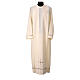 Clergy Alb in wool polyester hand embroidery cross gigliuccio stitch, ivory color s1