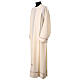 Clergy Alb in wool polyester hand embroidery cross gigliuccio stitch, ivory color s3