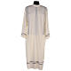 Monastic Alb, wool polyester hand embroidered, in ivory with gigliuccio hemstitch s1