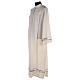 Monastic Alb, wool polyester hand embroidered, in ivory with gigliuccio hemstitch s3
