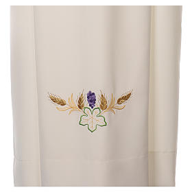 Ivory alb in polyester with cross, wheat and grapes embroideries