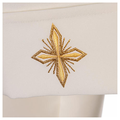 Ivory alb in polyester with cross, wheat and grapes embroideries 6