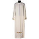 Clergy Alb in polyester with cross, wheat and grapes embroideries in ivory s1