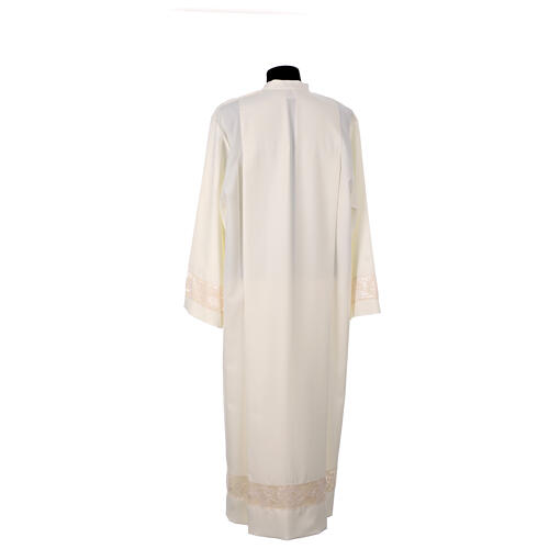 Ivory alb in polyester with golden lace bands 7