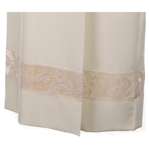 Clerical alb in polyester with golden lace bands, ivory 5