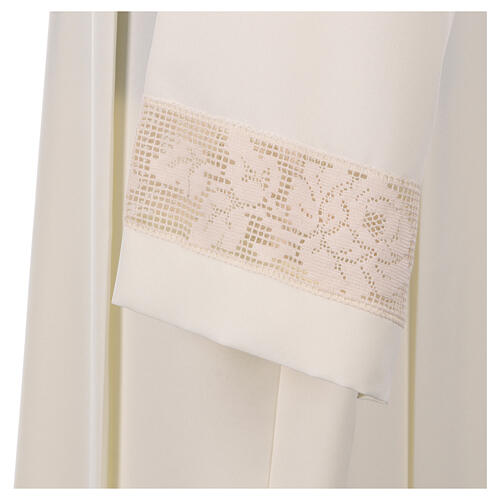 Clerical alb in polyester with golden lace bands, ivory 6