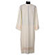 Clerical alb in polyester with golden lace bands, ivory s1