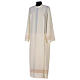 Deacon Alb with red lace bands in polyester, ivory s3