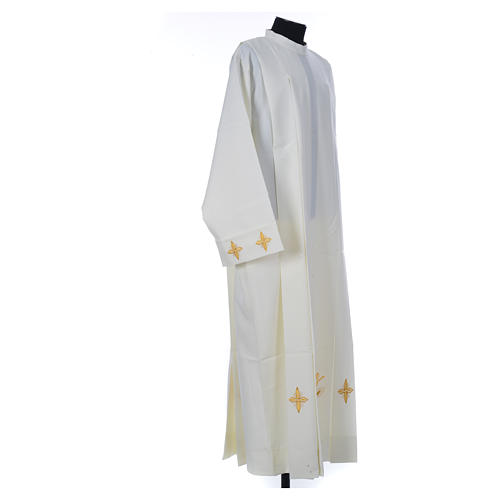 Ivory alb in polyester, cross on sleeves and wheat embroideries 3