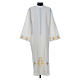 Monastic Alb in polyester with cross on sleeves and wheat embroideries, ivory color s1