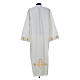 Monastic Alb in polyester with cross on sleeves and wheat embroideries, ivory color s2