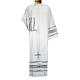 Clerical Alb in wool and polyester hand embroidered papal cross gigliuccio in Ivory s1