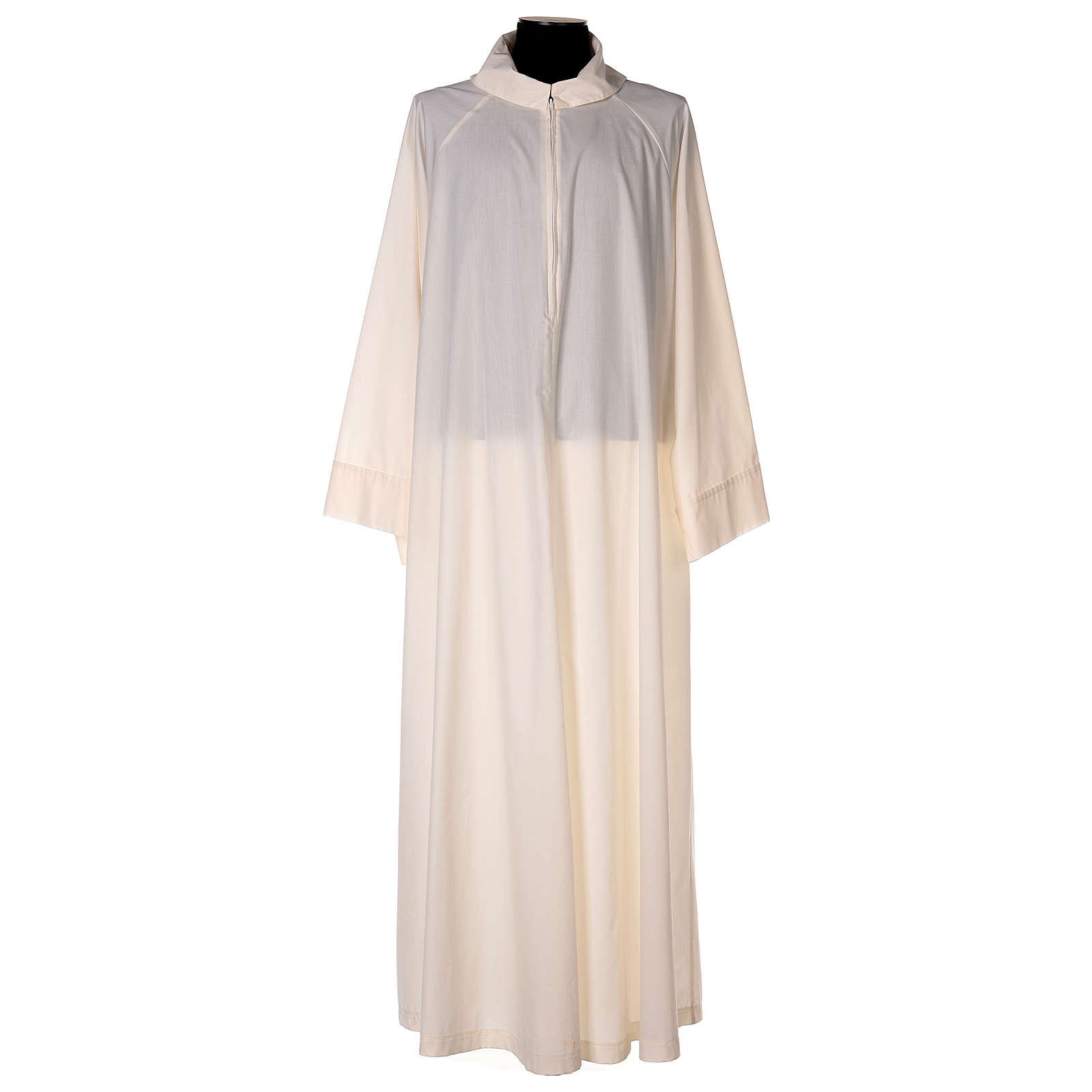 Ivory gown 65% polyester 35% cotton flared fake hood