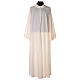 Priest alb in cotton polyester, flared in ivory with false hood s1