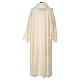 Clerical Alb in cotton and polyester, flared with cowl in ivory s3