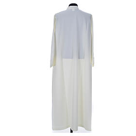 Ivory alb in 100% polyester, simple with zipper on front