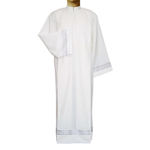 Aube liturgique ivoire tissu double retors 55% pol. 45% laine 1