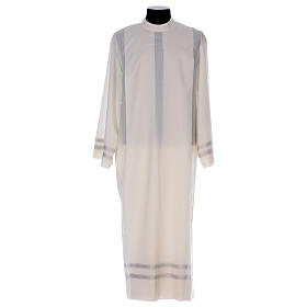 Ivory alb in wool and polyester with double twisted yarn, woven