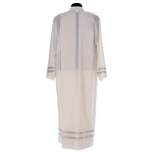 Ivory alb in wool and polyester with double twisted yarn, woven 4