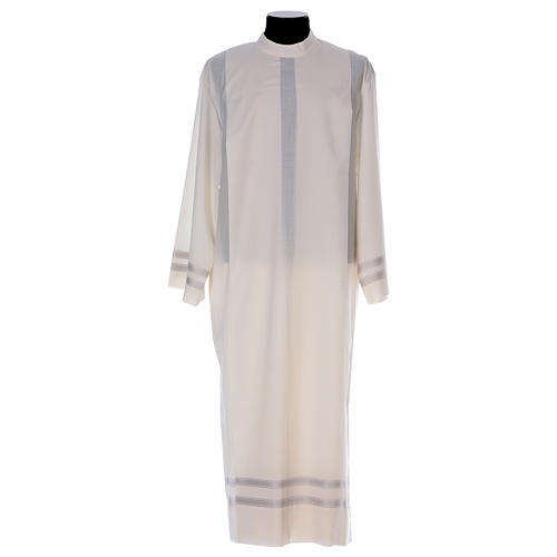 Clerical Alb in wool and polyester with double twisted yarn, woven in ivory color 1