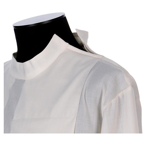 Clerical Alb in wool and polyester with double twisted yarn, woven in ivory color 3