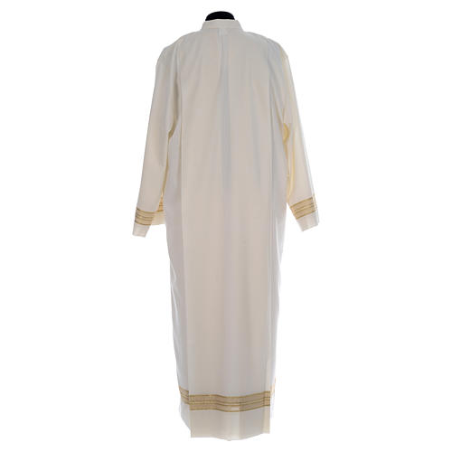 Priest Alb in polyester and wool double twisted yarn, woven fabric in ivory 3