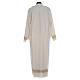 Priest Alb in polyester and wool double twisted yarn, woven fabric in ivory s3