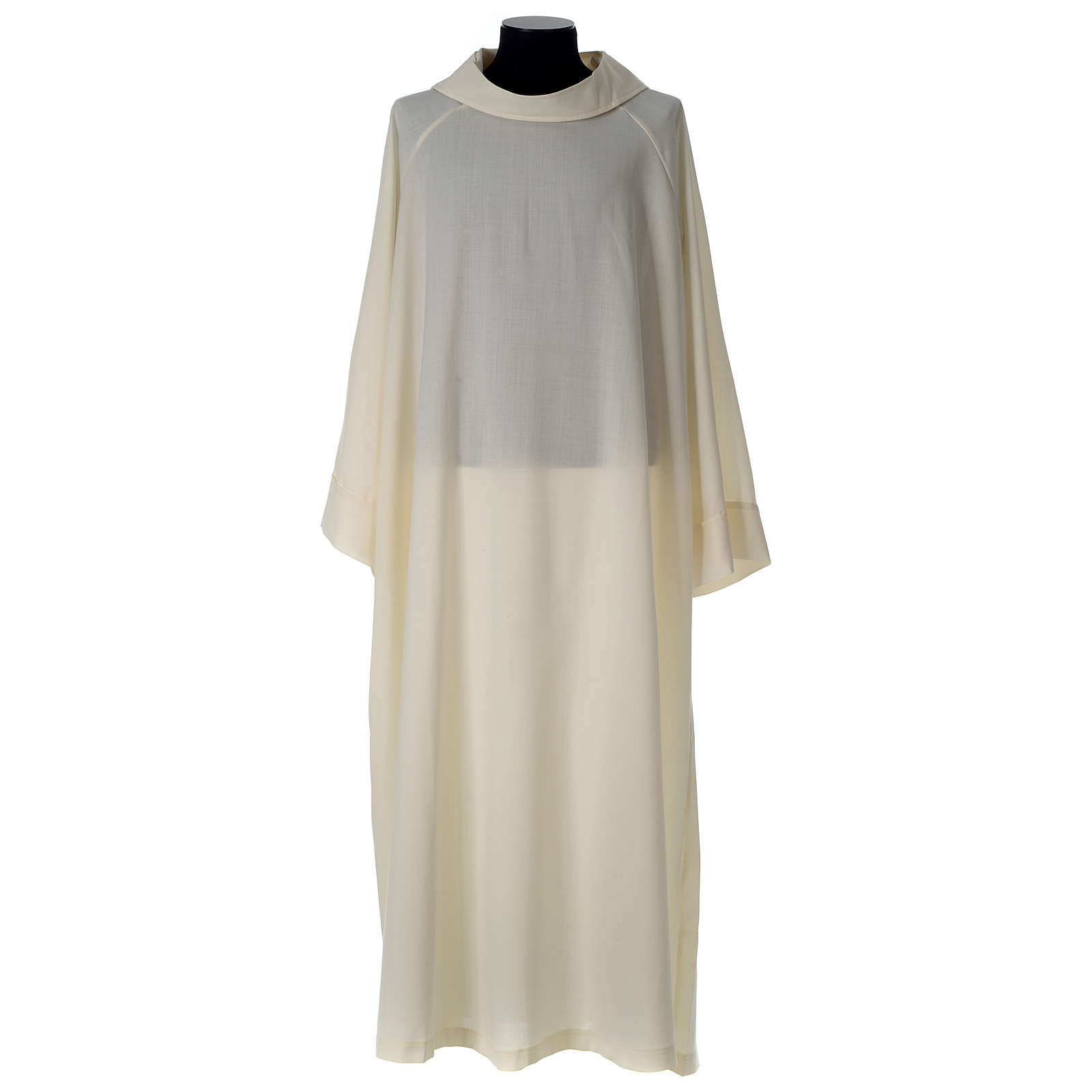 Priest Alb in wool and polyester with open hood in ivory | online sales ...